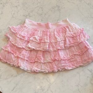 LoveShackFancy Blush Ruffled Skirt
